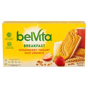 Belvita Breakfast Biscuits Duo Crunch Strawberry and Live Yogurt 5 Packs 253g