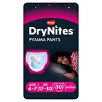 Huggies DryNites, Pyjama Pants, Girl, 4-7 Years (17-30kgs), 10 Pants