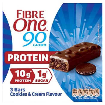Fibre One 90 Calorie Protein Cookies & Cream Flavour Bars 3 x 24g