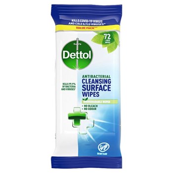 Dettol Antibacterial Cleansing Surface Wipes 72 Large Wipes