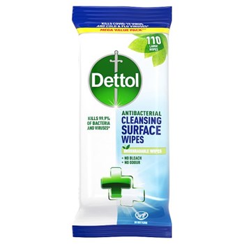 Dettol Antibacterial Cleansing Surface Wipes 110 Large Wipes