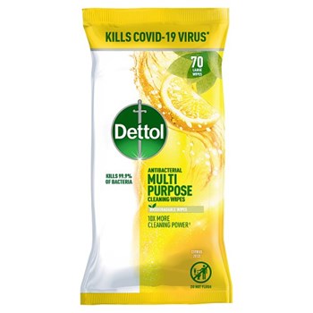 Dettol Antibacterial Multipurpose Cleaning Wipes Citrus Zest 70 Large Wipes
