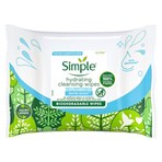 Simple Hydrating Biodegradable Facial Wipes 20 wipes