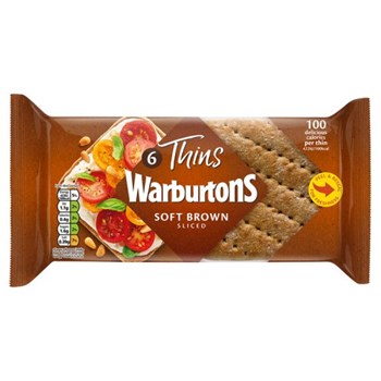 Warburtons 6 Thins Soft Brown Sliced