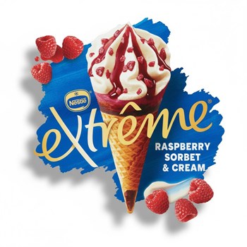 Extreme Raspberry Sorbet & Cream Ice Cream Cones 4 x 120ml (480ml)
