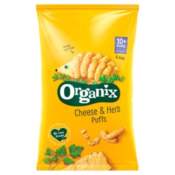 Organix Cheese & Herb Organic Finger Food Toddler Snack Corn Puffs Multipack 4x15g