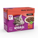 Whiskas Adult Wet Cat Food Pouches Meat in Gravy 12 x 100g
