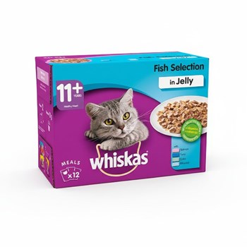 Whiskas Senior Wet Cat Food Pouches Fish in Jelly 12 x 100g