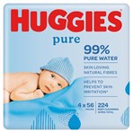 Huggies® Pure Baby Wipes - 4 Packs (4 x 56 Wipes)