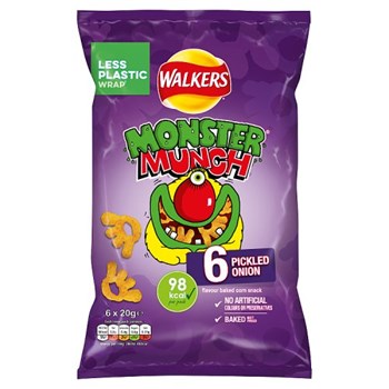 Walkers Monster Munch Pickled Onion Multipack Snacks 6x20g