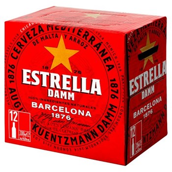 Estrella Damm Premium Lager Beer 12 x 330ml Bottles