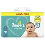 Pampers Baby-Dry Size 3, 100 Nappies, 6kg - 10kg, Jumbo+ Pack
