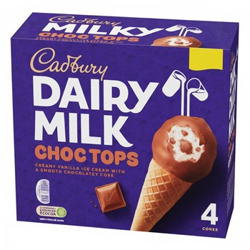 Cadbury Dairy Milk Choc Tops Ice Cream Cones 4 x 110ml