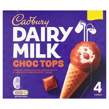 Cadbury Dairy Milk Choc Tops Ice Cream Cones 4 x 110ml