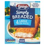Young's Simply Breaded 4 Large Cod Fillets 440g