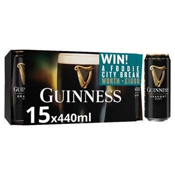 Guinness Draught Stout Beer 15 x 440ml Can (food pack)