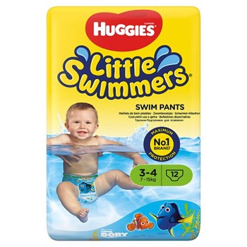 Huggies Little Swimmers Swim Nappies, Nappies Size 3 & 4, 12 Nappy Pants