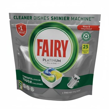 Fairy Platinum All In One Dishwasher Tablets Lemon, 25 Tablets