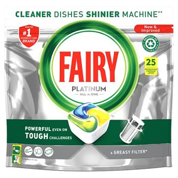 Fairy Platinum All In One Dishwasher Tablets Lemon, 25 Tablets