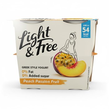 Light & Free Peach Passion Fruit Greek Style Yogurt 4 x 115g (460g)
