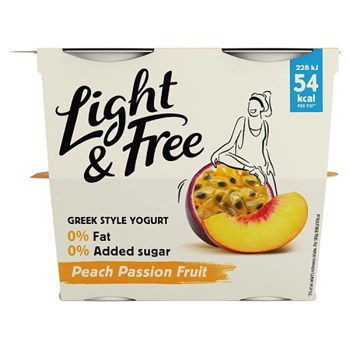 Light & Free Peach Passion Fruit Greek Style Yogurt 4 x 115g (460g)