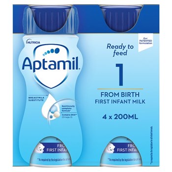 Aptamil 1 First Baby Milk Formula Multipack from Birth 4 x 200ml 