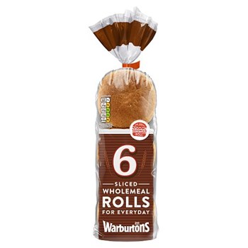 Warburtons 6 Sliced Wholemeal Rolls