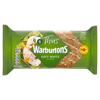 Warburtons 6 Thins Soft White Sliced