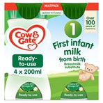 Cow & Gate 1 First Infant Milk from Birth Multipack 4 x 200ml (800ml)