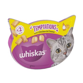 Whiskas Temptations Adult Cat Treats with Chicken & Cheese 60g