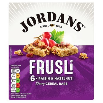 Jordans Frusli Raisins & Hazelnuts Chewy Cereal Bars 6 x 30g (180g)