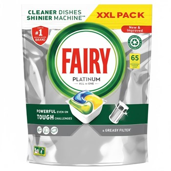 Fairy Platinum All In One Dishwasher Tablets Lemon, 65 Tablets