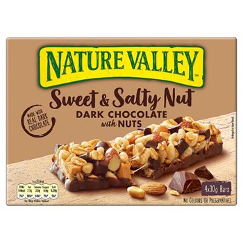Nature Valley Sweet & Salty Nut Dark Chocolate with Nuts Bars 4 x 30g (120g)