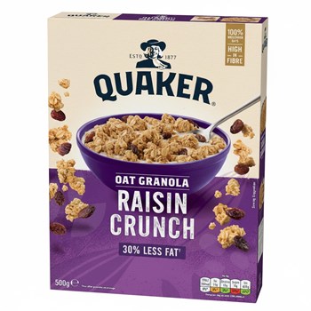 Quaker Oat Raisin Granola Cereal 500g