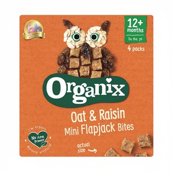 Organix Mini Organic Oat & Raisin Flapjack Toddler Snacks 4 x 20g