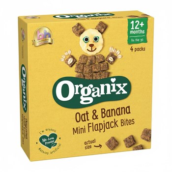 Organix Mini Organic Oat & Banana Flapjack Toddler Snacks 4 x 20g