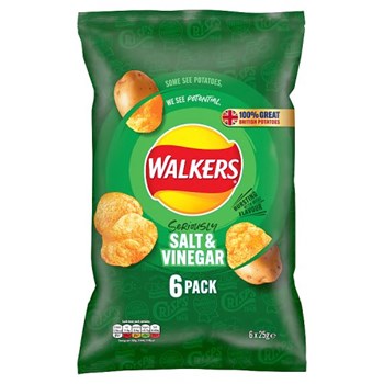 Walkers Salt & Vinegar Multipack Crisps 6x25g