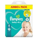 Pampers Baby-Dry Size 8, 52 Nappies, 17kg+, Jumbo+ Pack