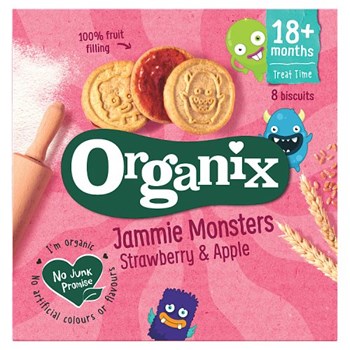 Organix Jammie Monsters Organic Jam Toddler Snack Biscuits Multipack 8 x 8g