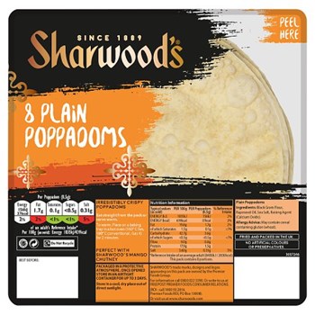 Sharwood's 8 Plain Poppadoms