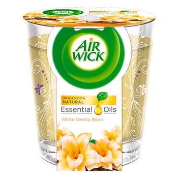 Air Wick White Vanilla Bean Scented Candle 105g Infused with Natural Essential Oils