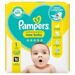 Pampers Premium Protection New Baby Size 1, 22 Nappies, 2kg - 5kg, Carry Pack