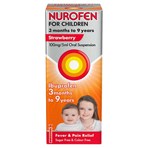 Nurofen for Children Strawberry Oral Suspension 3mths to 9yrs Ibuprofen 100ml