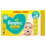 Pampers Premium Protection New Baby Size 1, 80 Nappies, 2kg - 5kg, Jumbo+ Pack