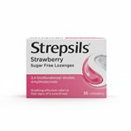 Strepsils Strawberry Sugar Free Lozenges 36 Lozenges