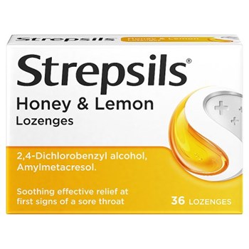 Strepsils Honey & Lemon Lozenges x36 for Sore Throat 