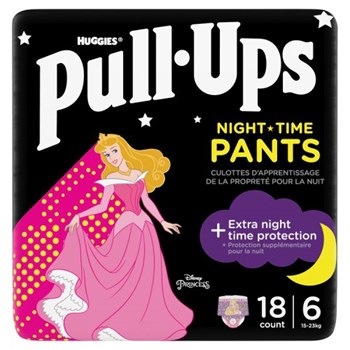 Huggies® Pull-Ups® Night Time Nappy Pants, Girl Size 6, 18 Pants