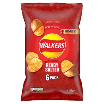 Walkers Ready Salted Multipack Crisps 6x25g