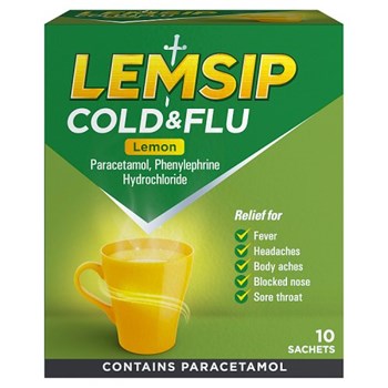Lemsip Cold & Flu Lemon 10 Sachets