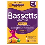 Bassetts Vitamins Omega-3 & Multivitamins Tropical Flavour 7-11 Years 30 Gummies